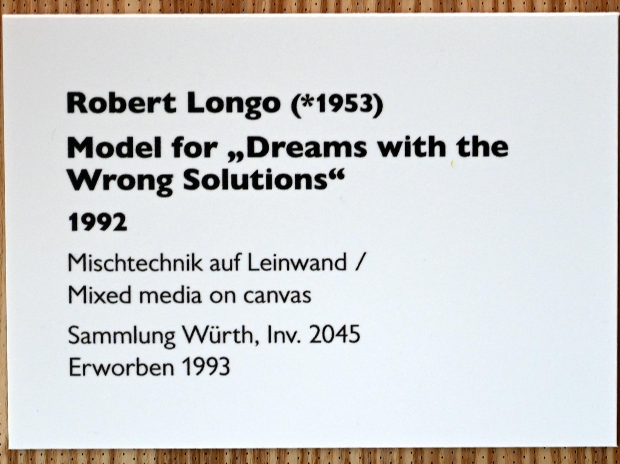 Robert Longo (1992–2013), Model for "Dreams with the Wrong Solutions", Künzelsau, Museum Würth 2, Carmen Würth Forum, 1992, Bild 2/2
