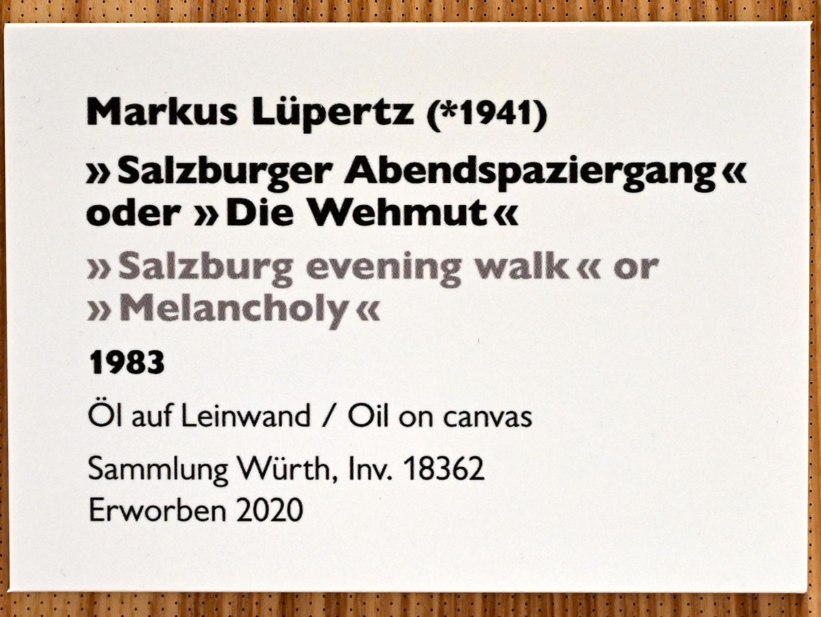Markus Lüpertz (1964–2000), "Salzburger Abendspaziergang" oder "Die Wehmut", Künzelsau, Museum Würth 2, Carmen Würth Forum, 1983, Bild 2/2