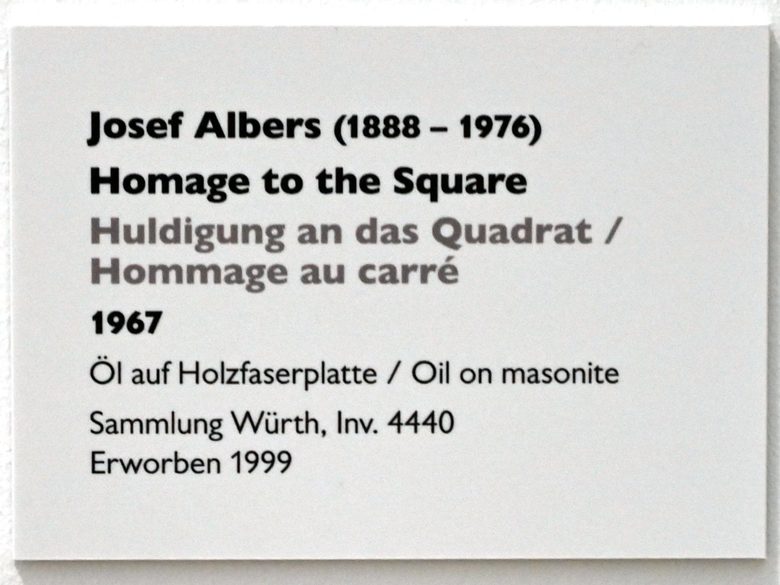 Josef Albers (1927–1967), Huldigung an das Quadrat, Künzelsau, Museum Würth 2, Saal 1, 1967, Bild 2/2