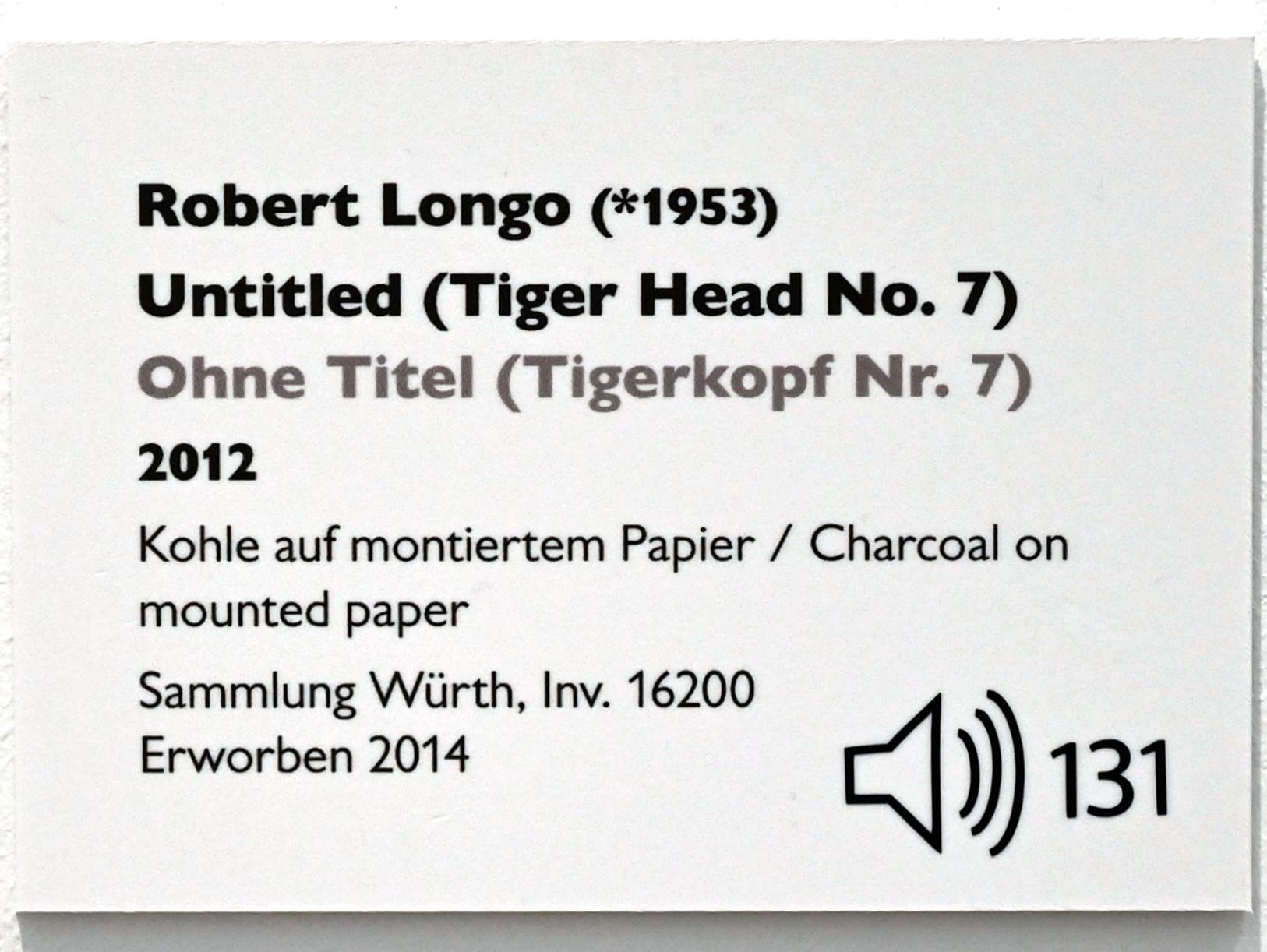 Robert Longo (1992–2013), Ohne Titel (Tigerkopf Nr. 7), Künzelsau, Museum Würth 2, Saal 1, 2012, Bild 2/2