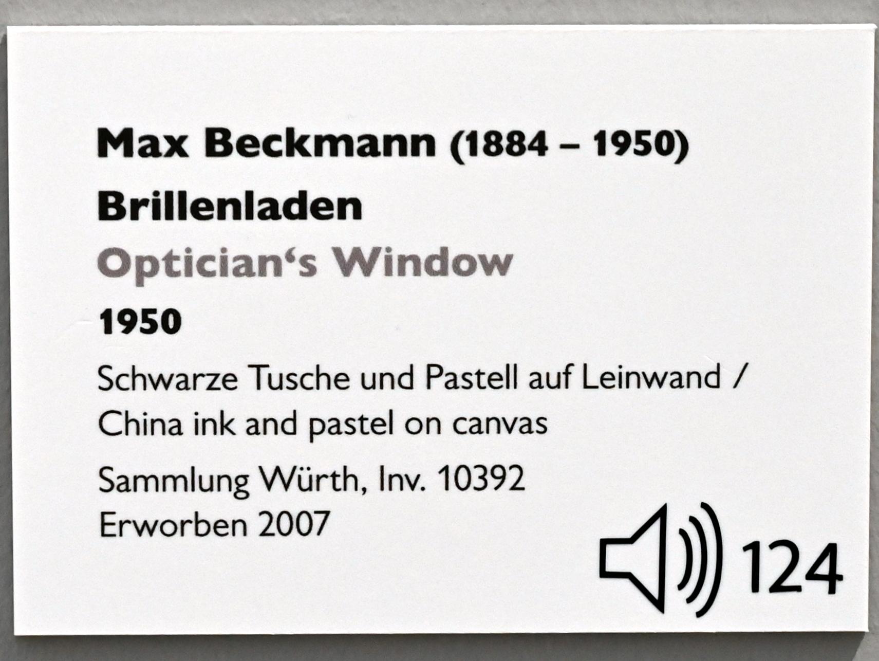 Max Beckmann (1905–1950), Brillenladen, Künzelsau, Museum Würth 2, Saal 2, 1950, Bild 2/2