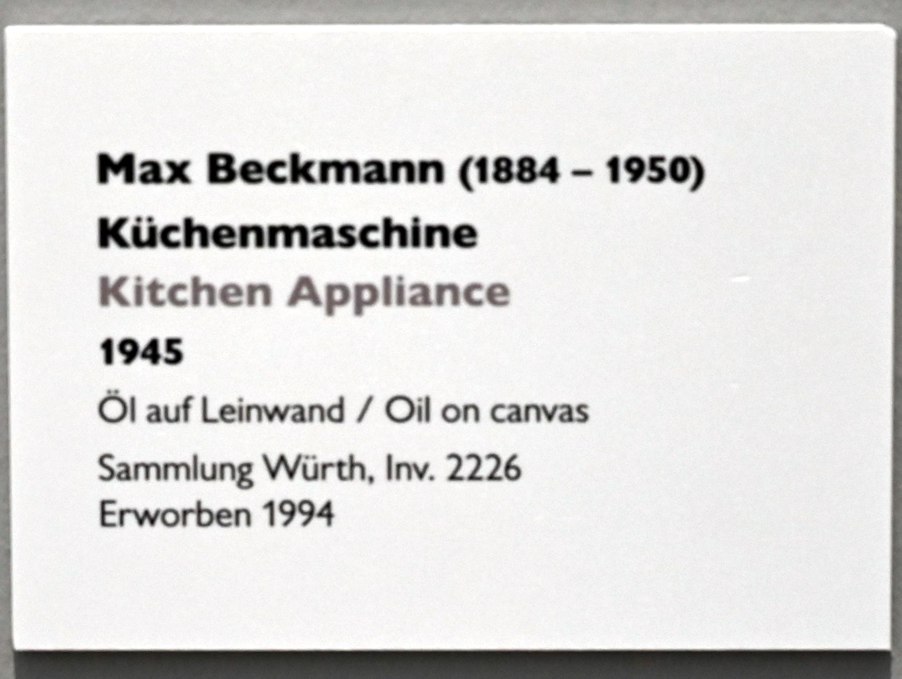 Max Beckmann (1905–1950), Küchenmaschine, Künzelsau, Museum Würth 2, Saal 2, 1945, Bild 2/2
