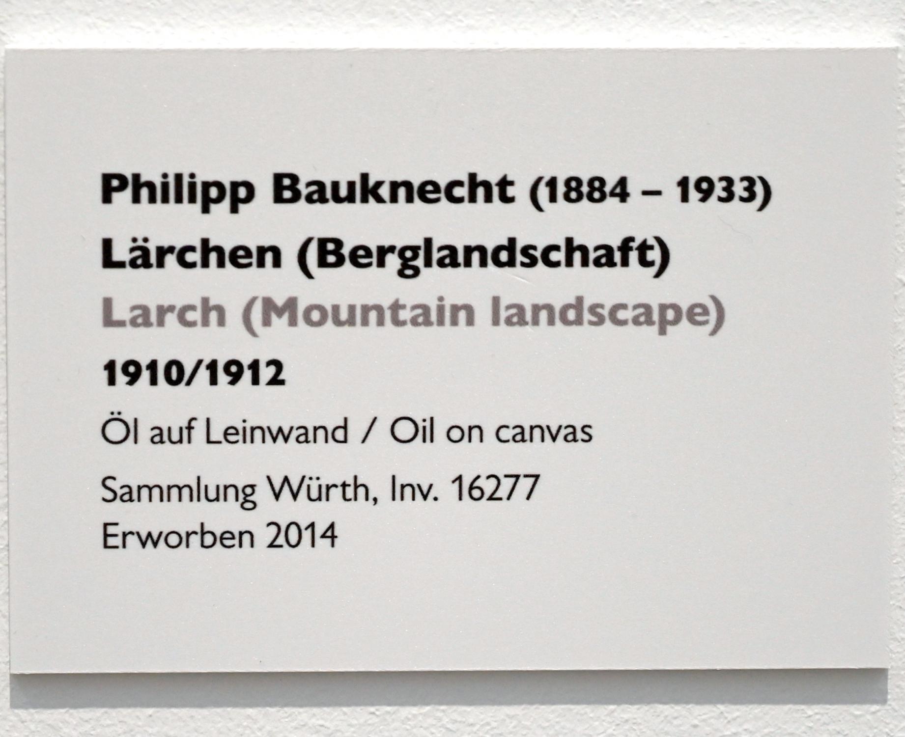 Philipp Bauknecht (1910–1930), Lärchen (Berglandschaft), Künzelsau, Museum Würth 2, Saal 3, 1910–1912, Bild 2/2
