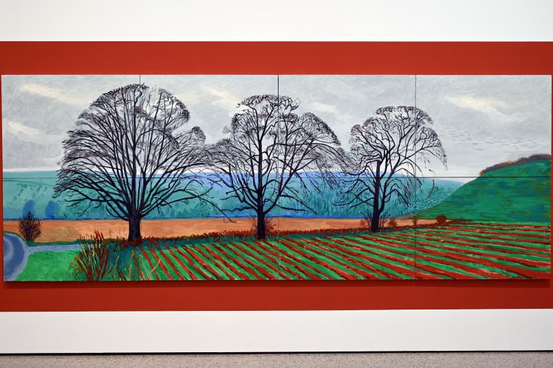 David Hockney (1962–2007), Drei Bäume bei Thixendale, Winter, Künzelsau, Museum Würth 2, Saal 3, 2007–2008