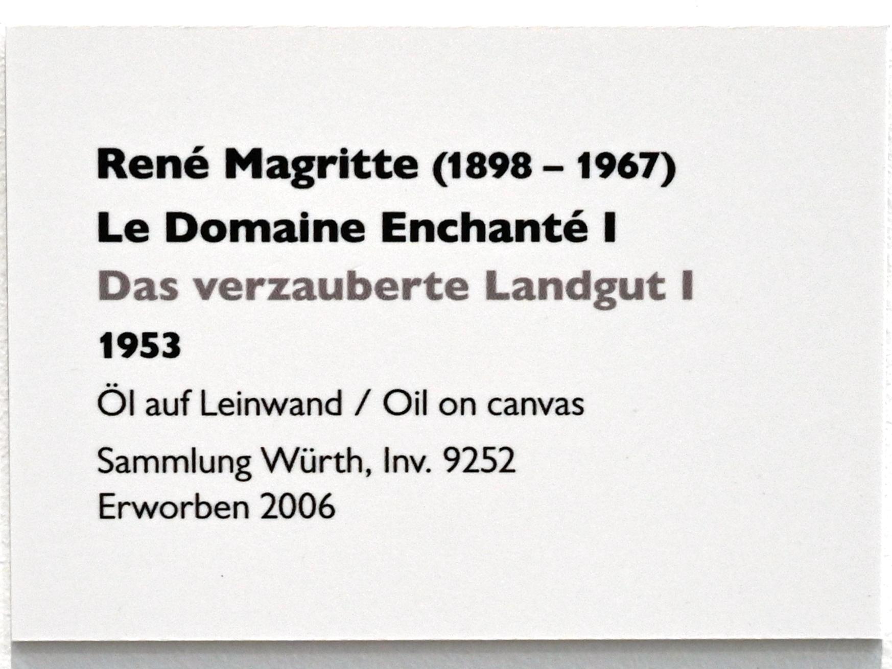 René Magritte (1926–1967), Das verzauberte Landgut I, Künzelsau, Museum Würth 2, Saal 3, 1953, Bild 2/2
