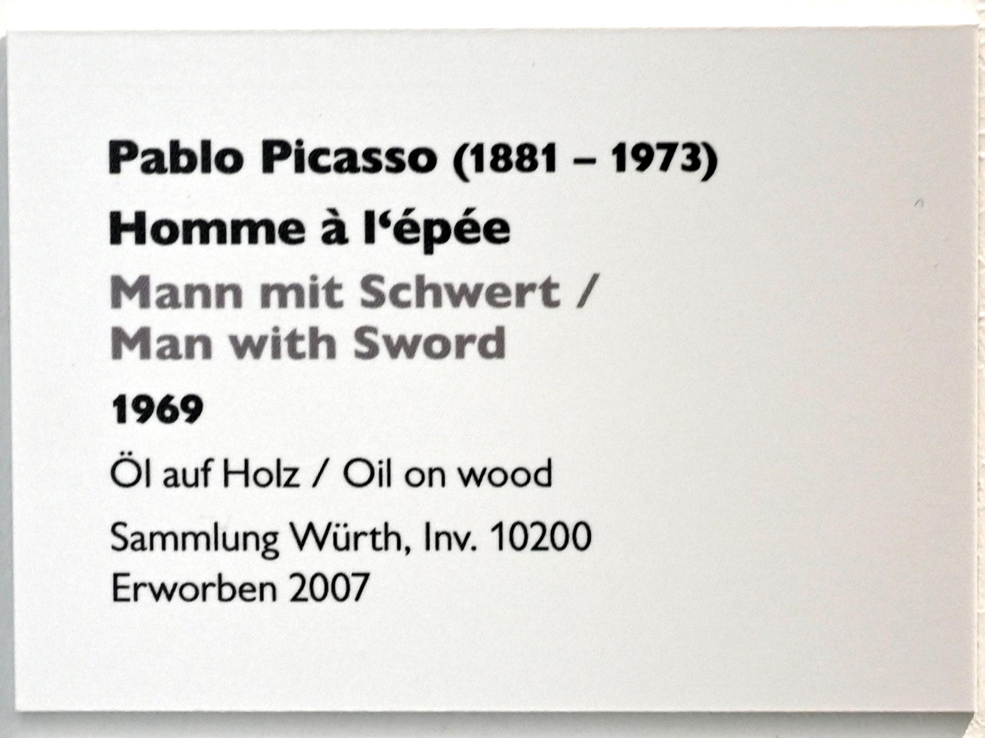 Pablo Picasso (1897–1972), Mann mit Schwert, Künzelsau, Museum Würth 2, Saal 4, 1969, Bild 2/2