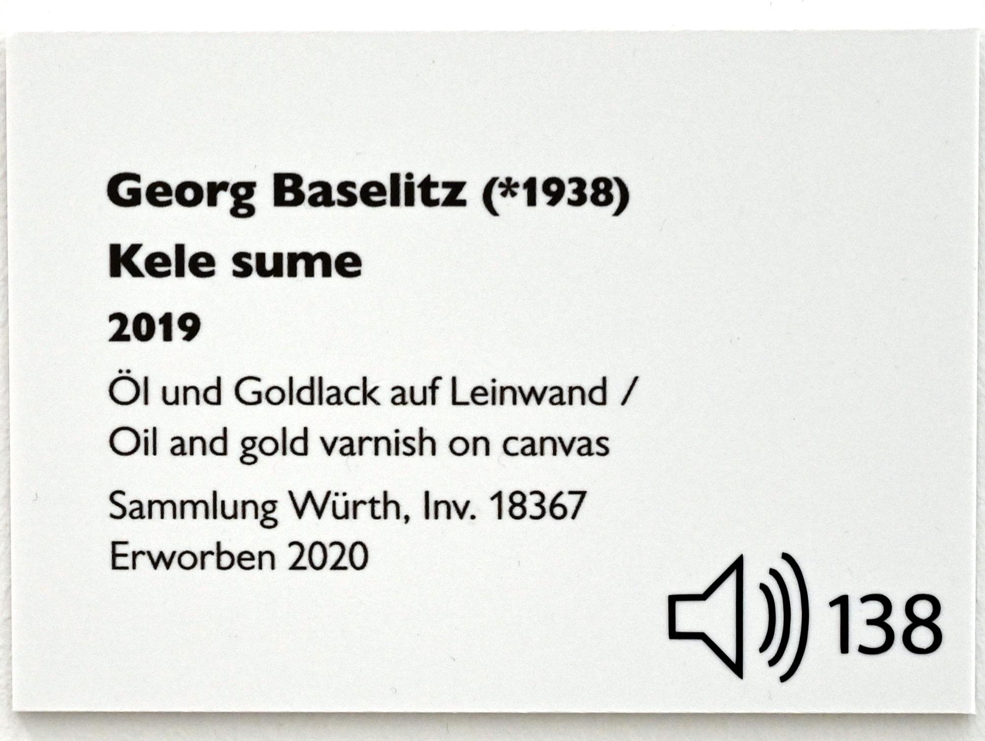 Georg Baselitz (1962–2019), Kele sume, Künzelsau, Museum Würth 2, Saal 5, 2019, Bild 2/2