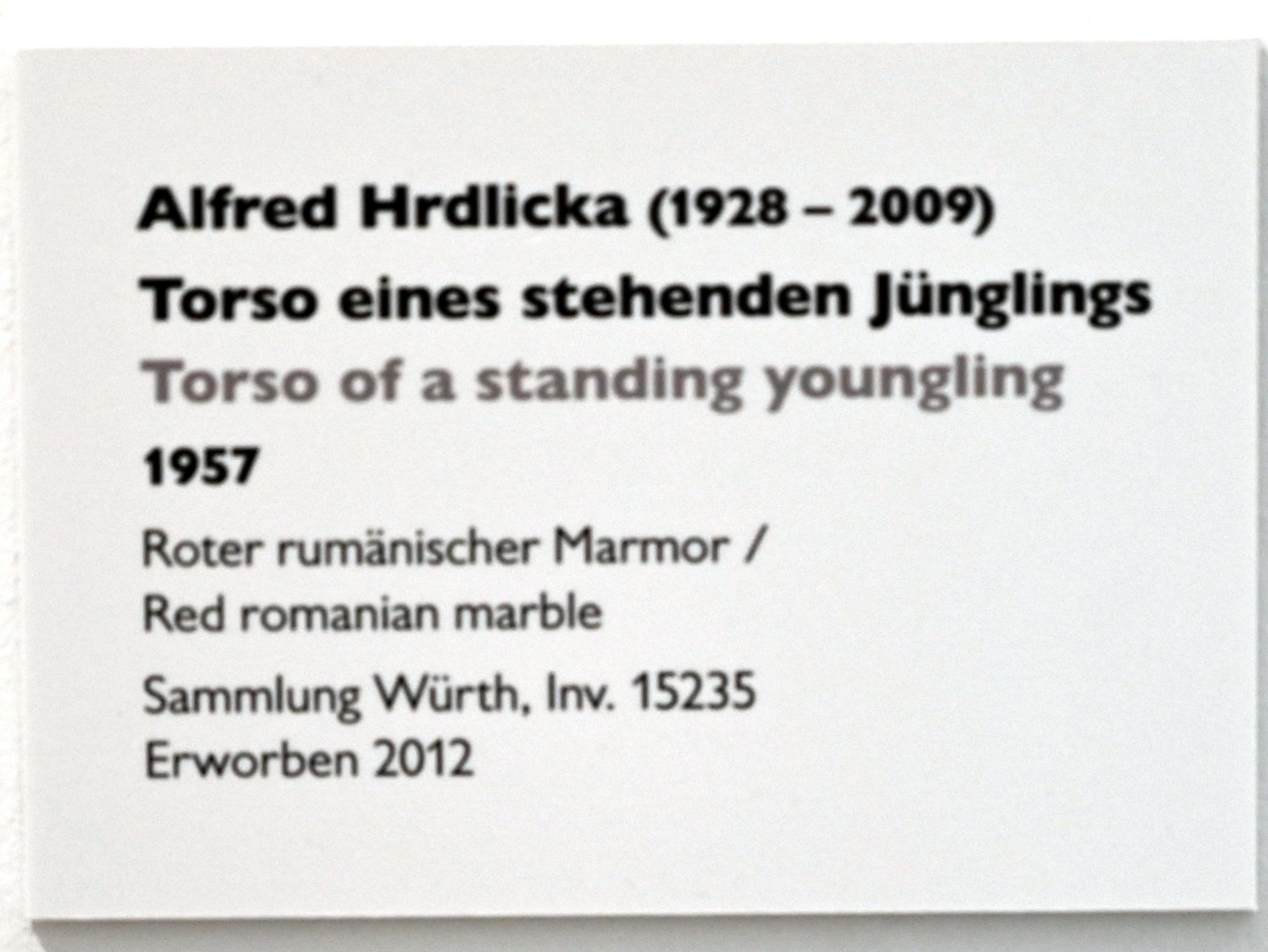 Alfred Hrdlicka (1957–1994), Torso eines stehenden Jünglings, Künzelsau, Museum Würth 2, Saal 6, 1957, Bild 5/5