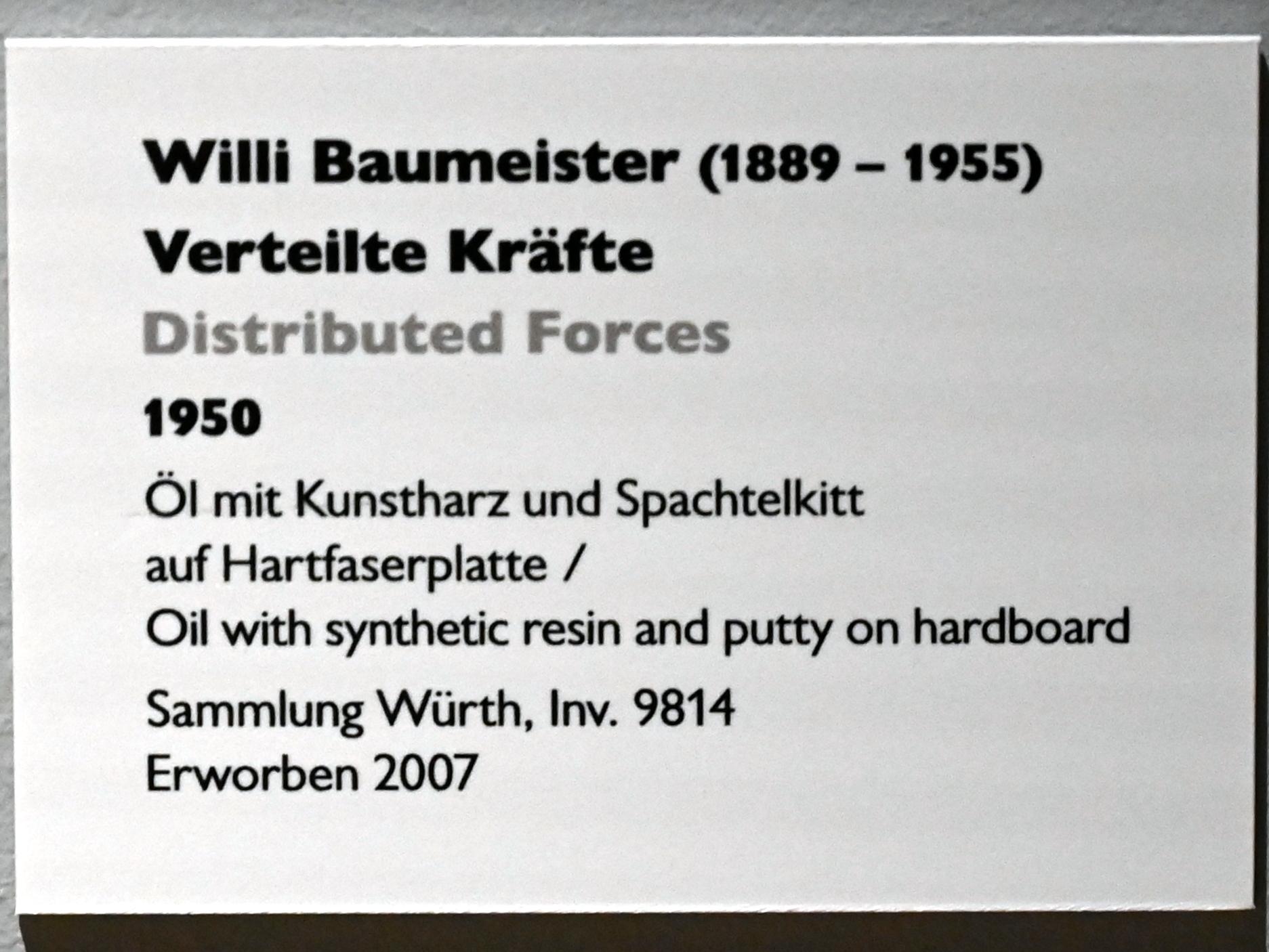 Willi Baumeister (1913–1955), Verteilte Kräfte, Künzelsau, Museum Würth 2, Kabinett im Untergeschoß, 1950, Bild 2/2