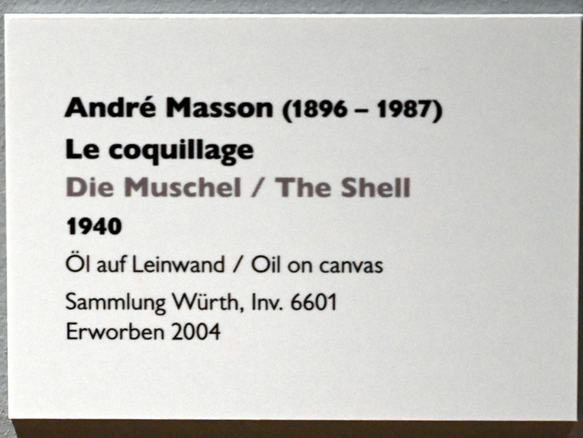 André Masson (1925–1968), Die Muschel, Künzelsau, Museum Würth 2, Kabinett im Untergeschoß, 1940, Bild 2/2
