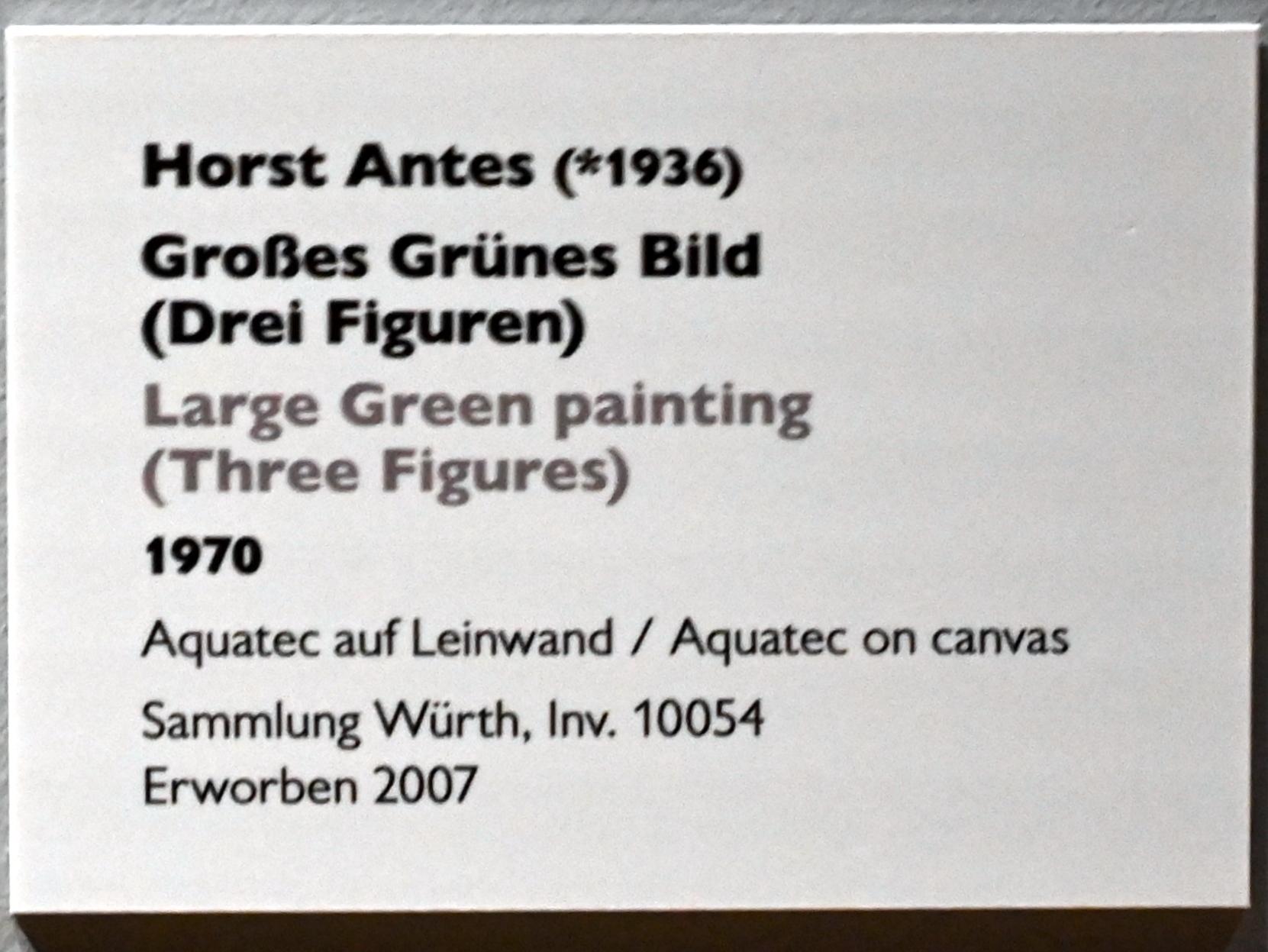 Horst Antes (1964–1993), Großes Grünes Bild (Drei Figuren), Künzelsau, Museum Würth 2, Kabinett im Untergeschoß, 1970, Bild 2/2