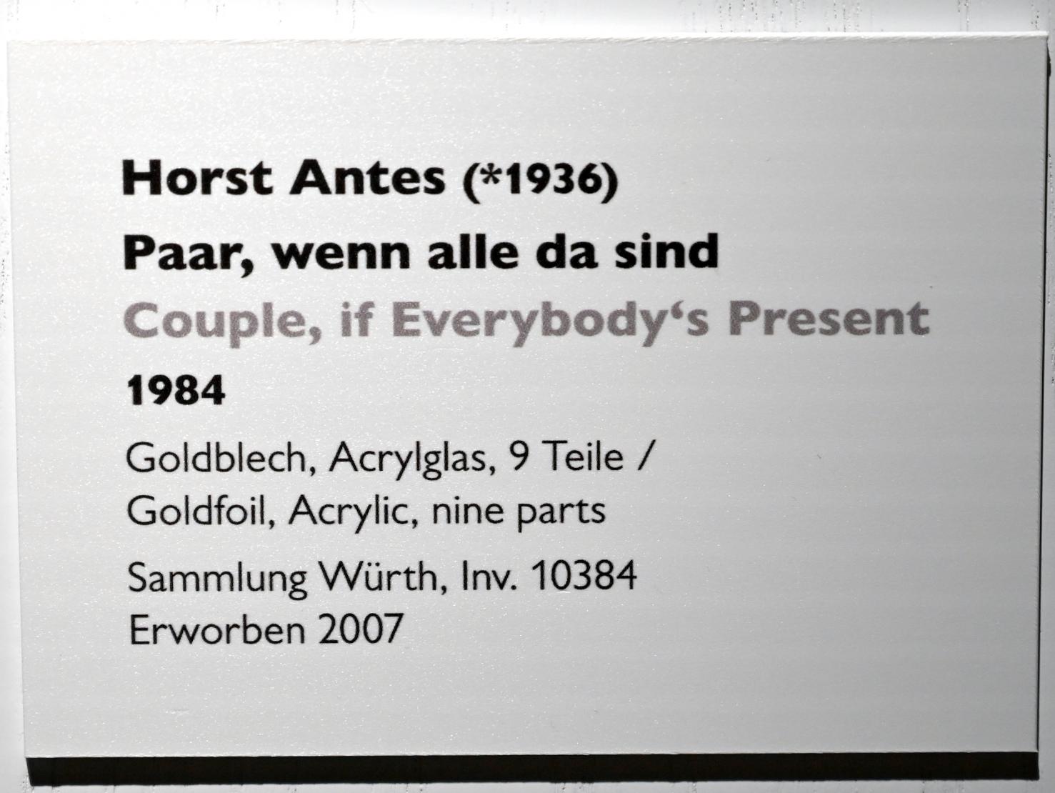 Horst Antes (1964–1993), Paar, wenn alle da sind, Künzelsau, Museum Würth 2, Kabinett im Untergeschoß, 1984, Bild 3/3