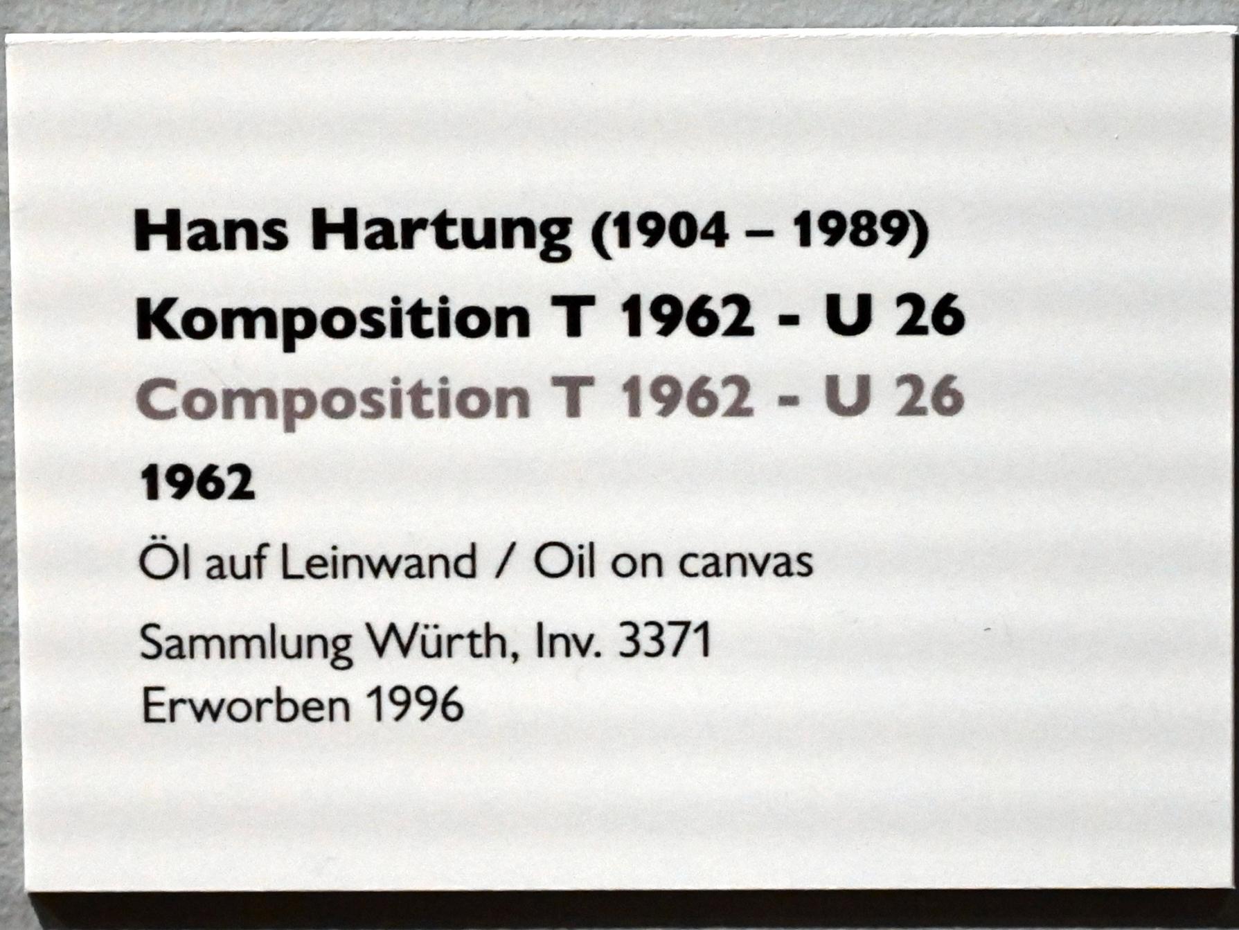 Hans Hartung (1933–1989), Komposition T 1962 - U 26, Künzelsau, Museum Würth 2, Kabinett im Untergeschoß, 1962, Bild 2/2