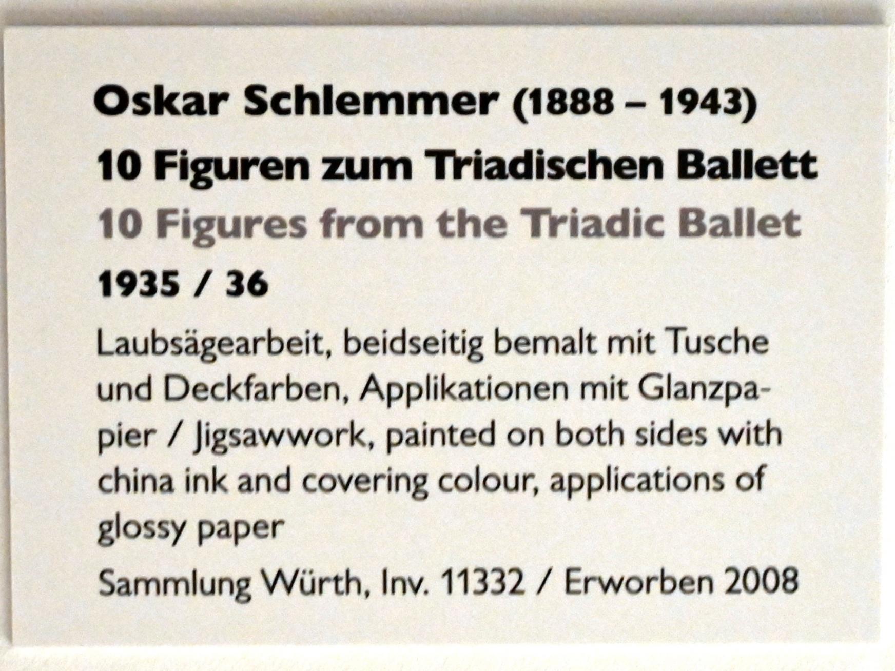 Oskar Schlemmer (1919–1937), 10 Figuren zum Triadischen Ballett, Künzelsau, Museum Würth 2, Kabinett im Untergeschoß, 1935–1936, Bild 7/7