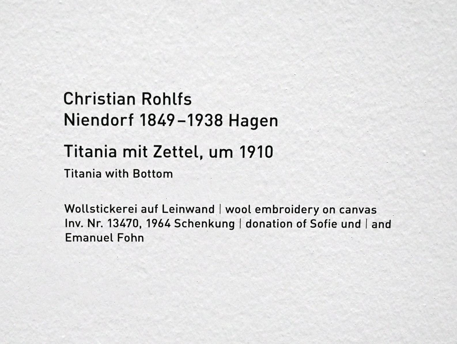 Christian Rohlfs (1874–1930), Titania mit Zettel, München, Pinakothek der Moderne, Saal 1, um 1910, Bild 2/2