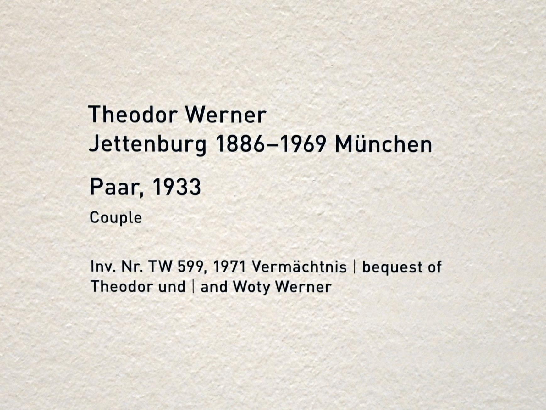 Theodor Werner (1930–1955), Paar, München, Pinakothek der Moderne, Saal 5, 1933, Bild 2/2