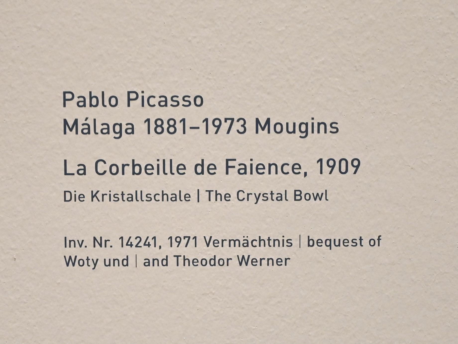 Pablo Picasso (1897–1972), Die Kristallschale, München, Pinakothek der Moderne, Saal 6, 1909, Bild 2/2