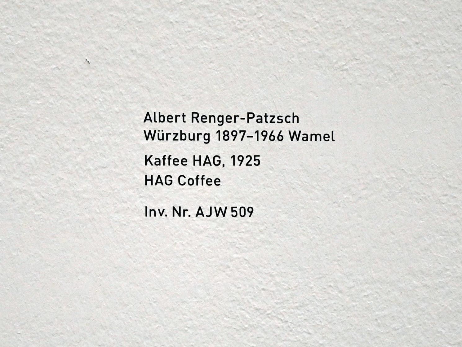 Albert Renger-Patzsch (1925–1959), Kaffee HAG, München, Pinakothek der Moderne, Saal 8, 1925, Bild 2/2