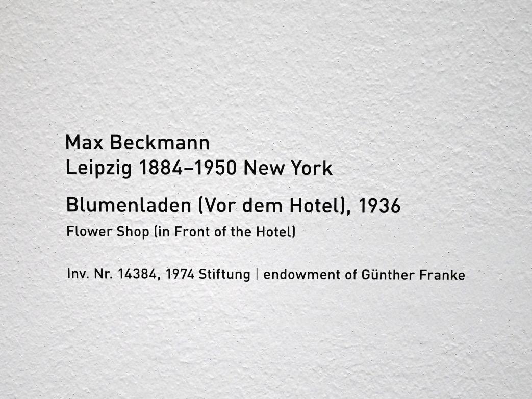 Max Beckmann (1905–1950), Blumenladen (Vor dem Hotel), München, Pinakothek der Moderne, Saal 9, 1936, Bild 2/2