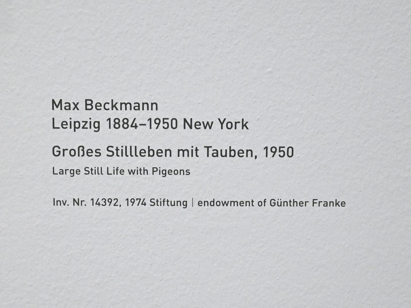 Max Beckmann (1905–1950), Großes Stillleben mit Tauben, München, Pinakothek der Moderne, Saal 9, 1950, Bild 2/2