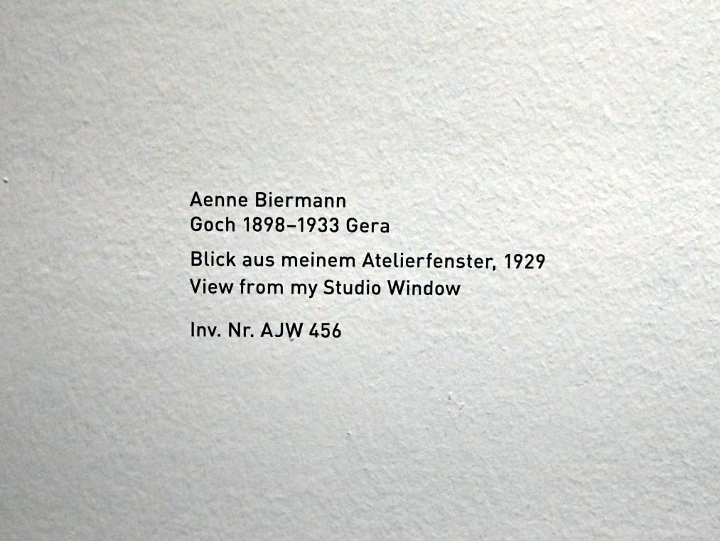 Aenne Biermann (1929–1932), Blick aus meinem Atelierfenster, München, Pinakothek der Moderne, Saal 10, 1929, Bild 2/2