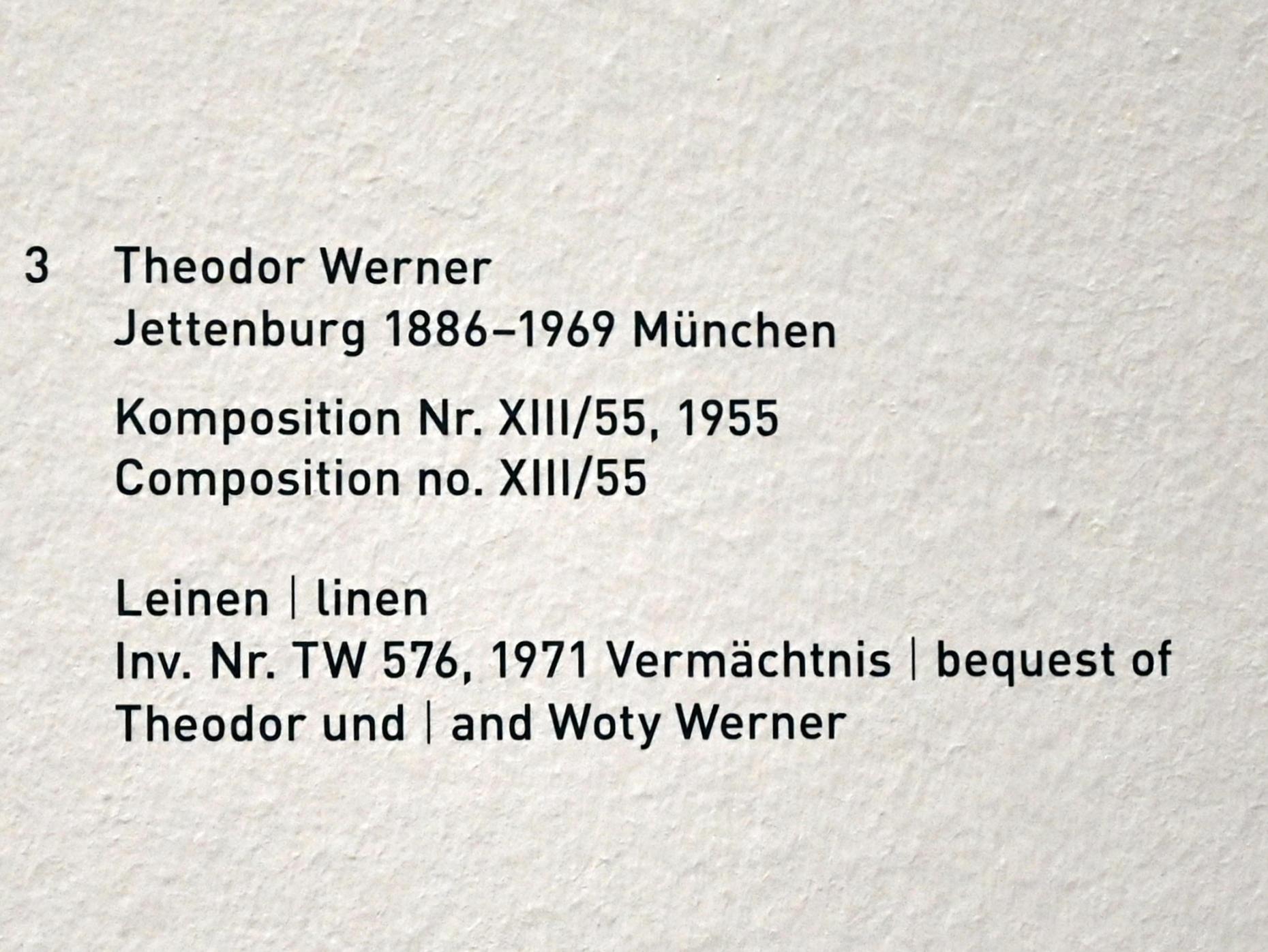 Theodor Werner (1930–1955), Komposition Nr. XIII/55, München, Pinakothek der Moderne, Saal 15, 1955, Bild 2/2
