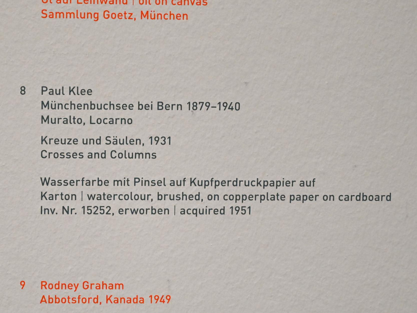 Paul Klee (1904–1940), Kreuze und Säulen, München, Pinakothek der Moderne, Saal 15, 1931, Bild 2/2