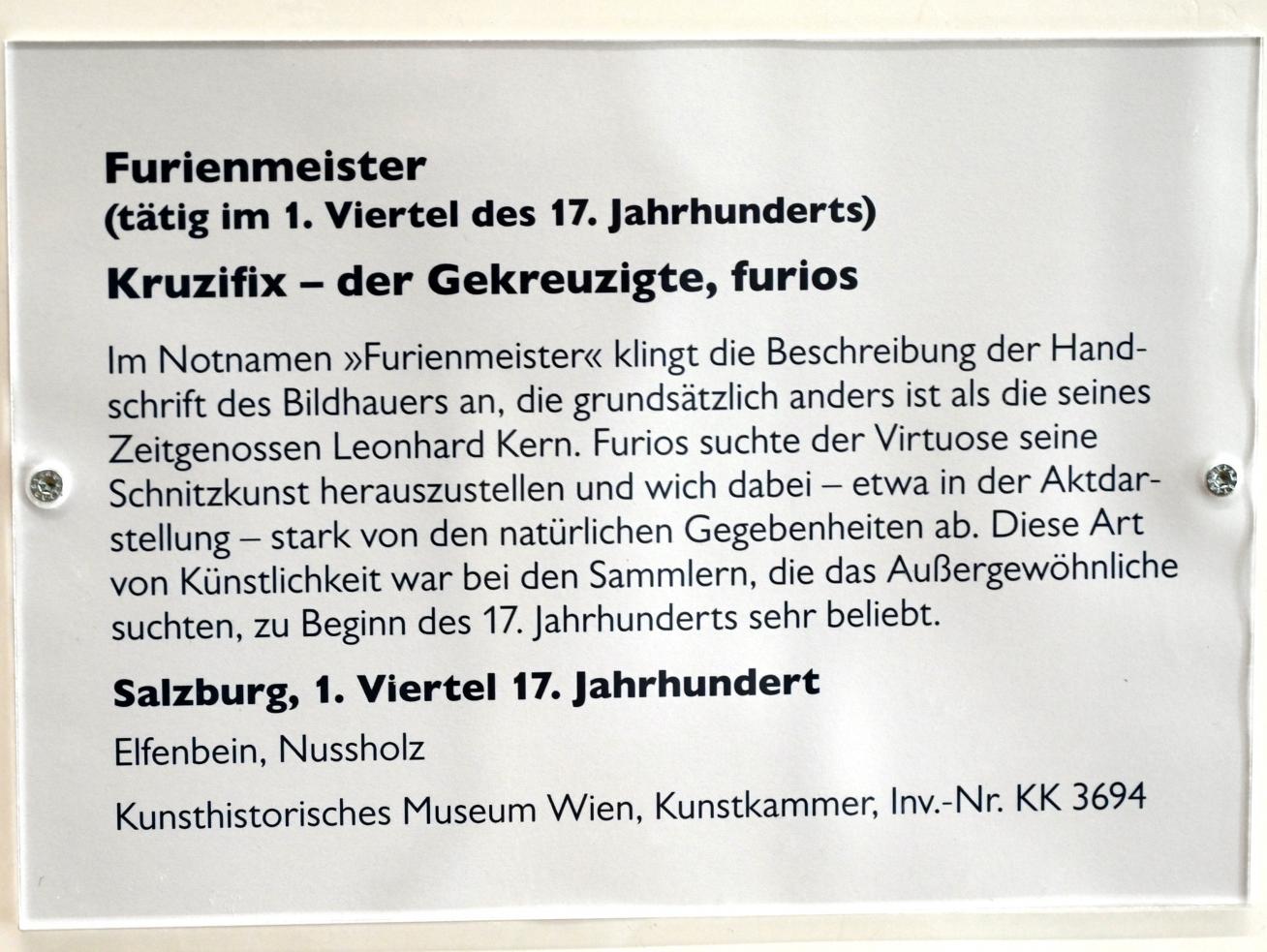 Furienmeister (1612–1620), Kruzifix - der Gekreuzigte, furios, Schwäbisch Hall, Kunsthalle Würth, Ausstellung "Leonhard Kern und Europa" vom 29.03. - 03.10.2021, Saal 7, 1. Viertel 17. Jhd., Bild 4/4