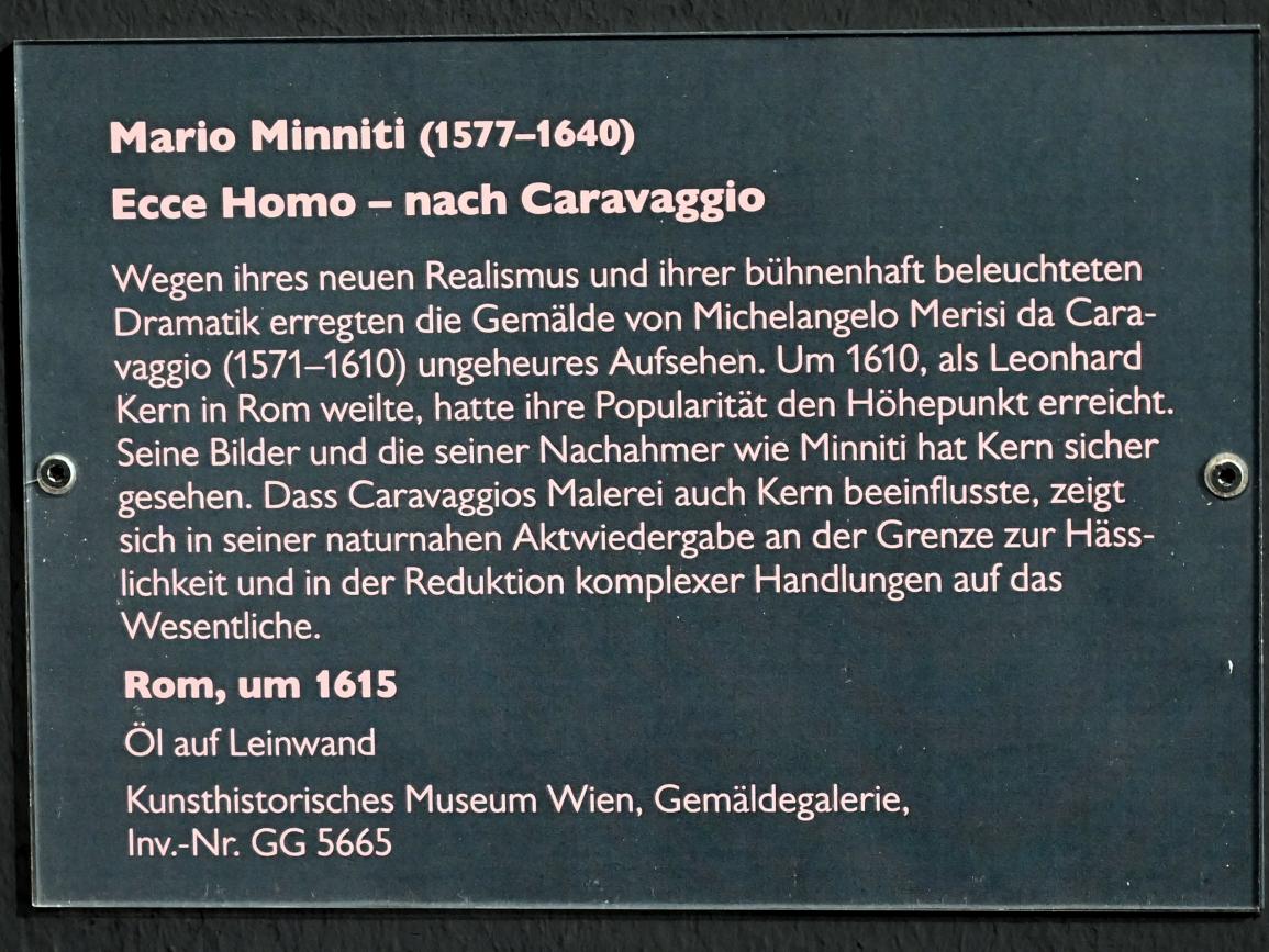 Mario Minniti (1610), Ecce Homo - nach Caravaggio, Schwäbisch Hall, Kunsthalle Würth, Ausstellung "Leonhard Kern und Europa" vom 29.03. - 03.10.2021, Saal 8, um 1615, Bild 2/2