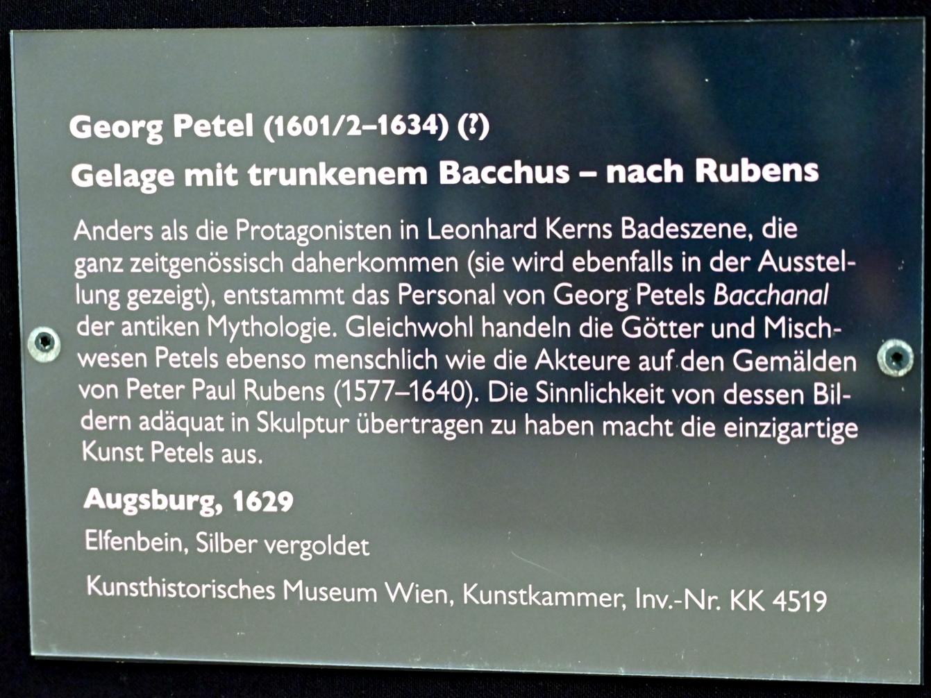 Georg Petel (1622–1631), Gelage mit trunkenem Bacchus - nach Rubens, Schwäbisch Hall, Kunsthalle Würth, Ausstellung "Leonhard Kern und Europa" vom 29.03. - 03.10.2021, Saal 9, 1629, Bild 6/6