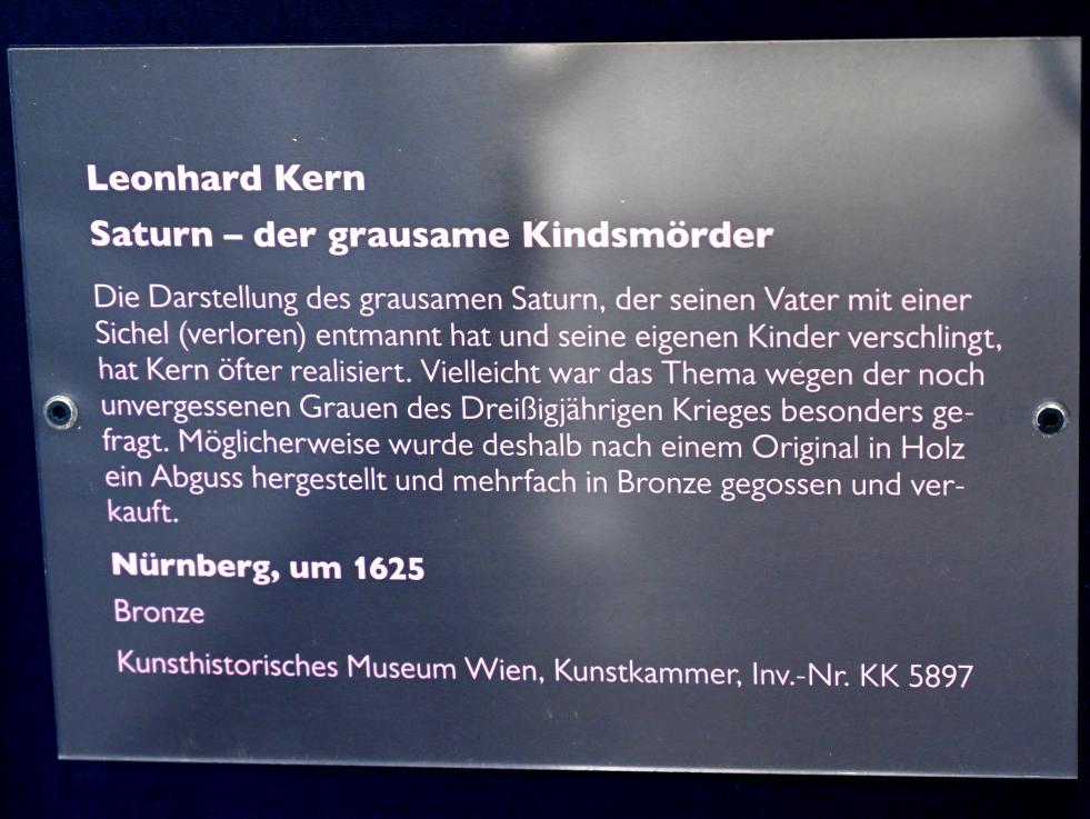 Leonhard Kern (1615–1653), Saturn - der grausame Kindsmörder, Schwäbisch Hall, Kunsthalle Würth, Ausstellung "Leonhard Kern und Europa" vom 29.03. - 03.10.2021, Untergeschoß Saal 5, um 1625, Bild 3/3