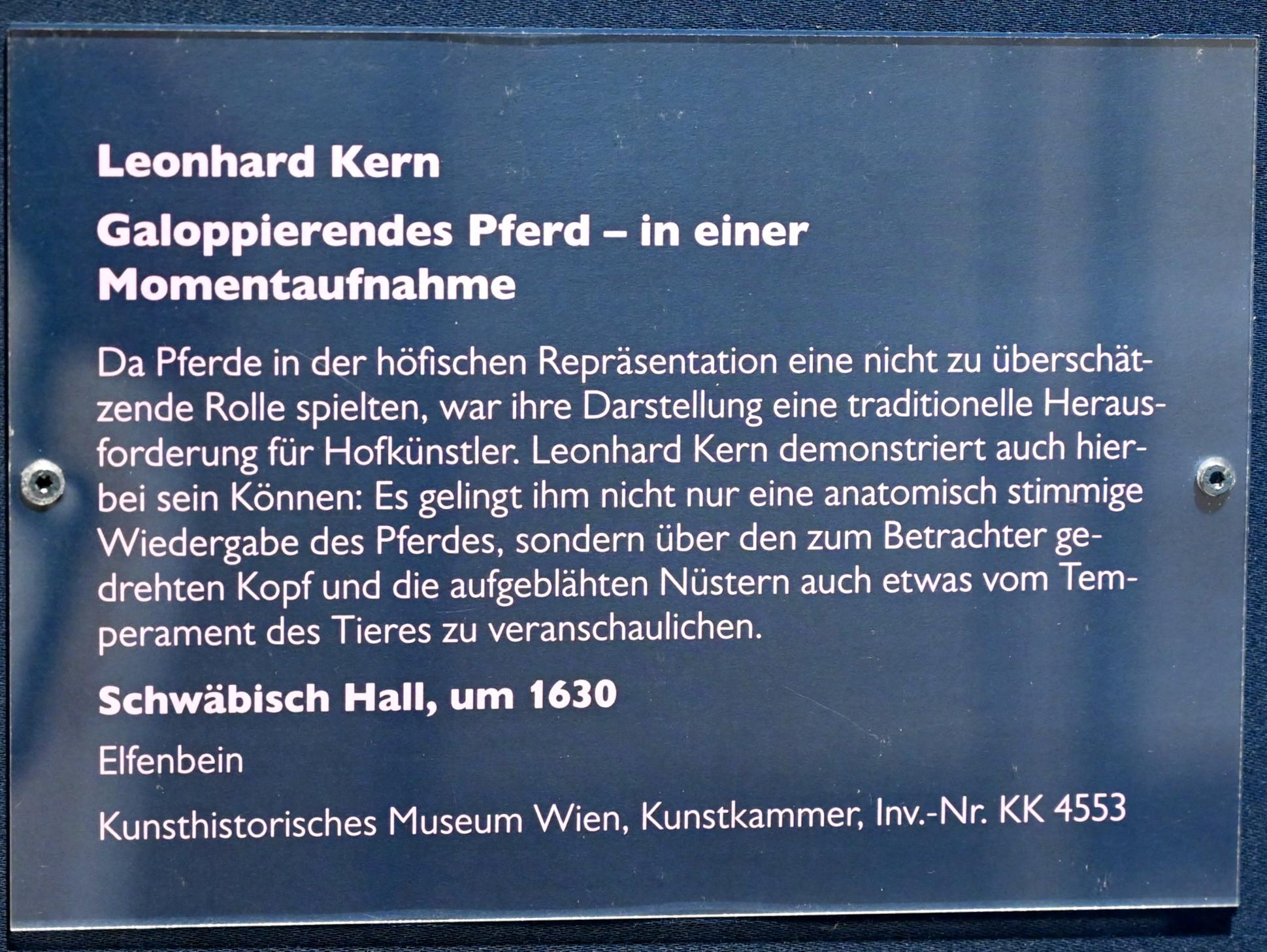 Leonhard Kern (1615–1653), Galoppierendes Pferd - in einer Momentaufnahme, Schwäbisch Hall, Kunsthalle Würth, Ausstellung "Leonhard Kern und Europa" vom 29.03. - 03.10.2021, Untergeschoß Saal 6, um 1630, Bild 3/3