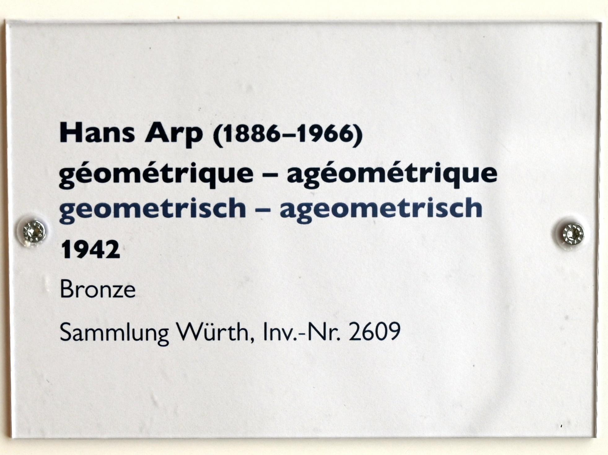 Hans (Jean) Arp (1914–1965), geometrisch - ageometrisch, Schwäbisch Hall, Kunsthalle Würth, Untergeschoß Saal 5, 1942, Bild 4/4