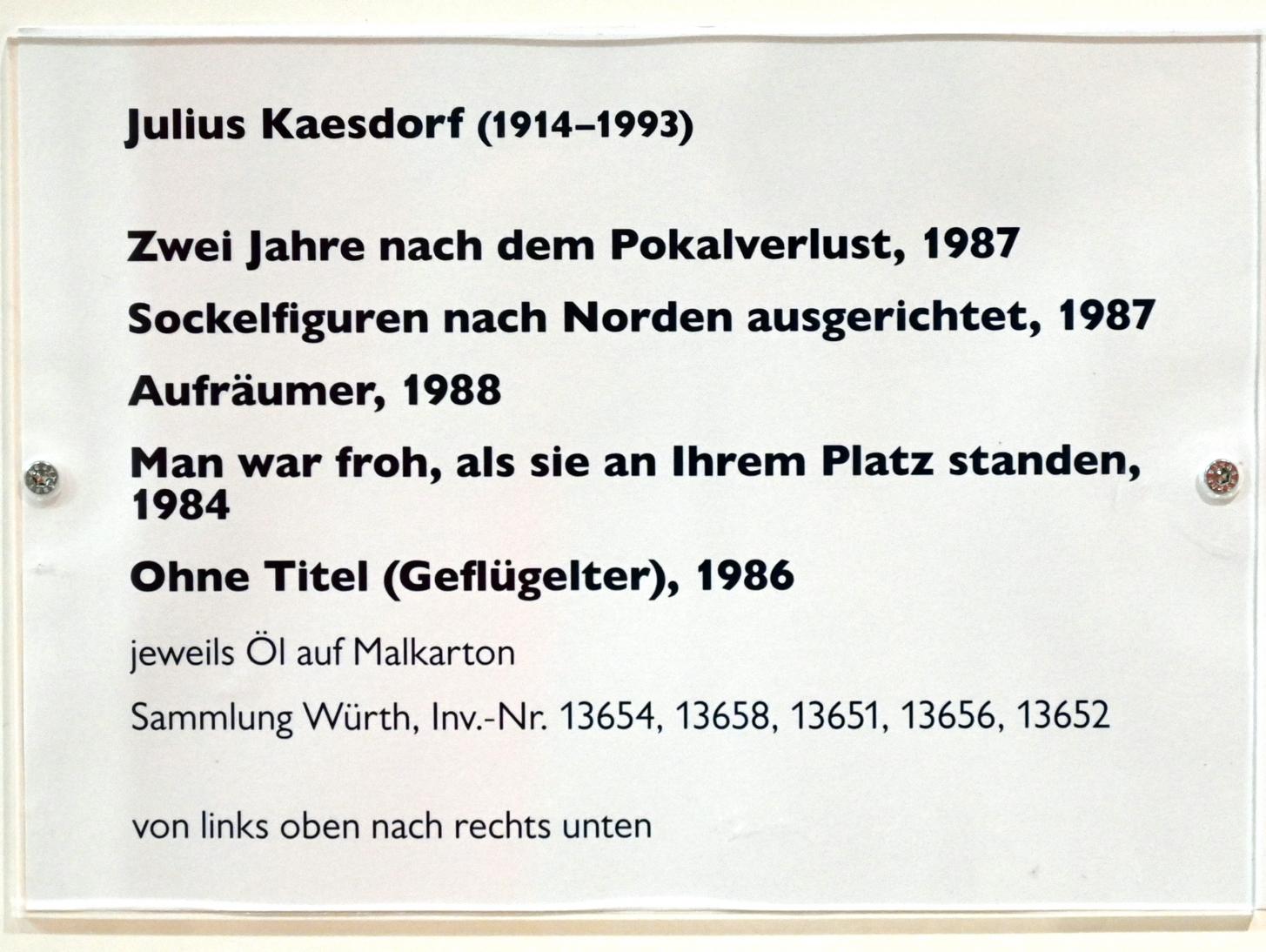 Julius Kaesdorf (1967–1991), Sockelfiguren nach Norden ausgerichtet, Schwäbisch Hall, Kunsthalle Würth, Untergeschoß Saal 1, 1987, Bild 2/2