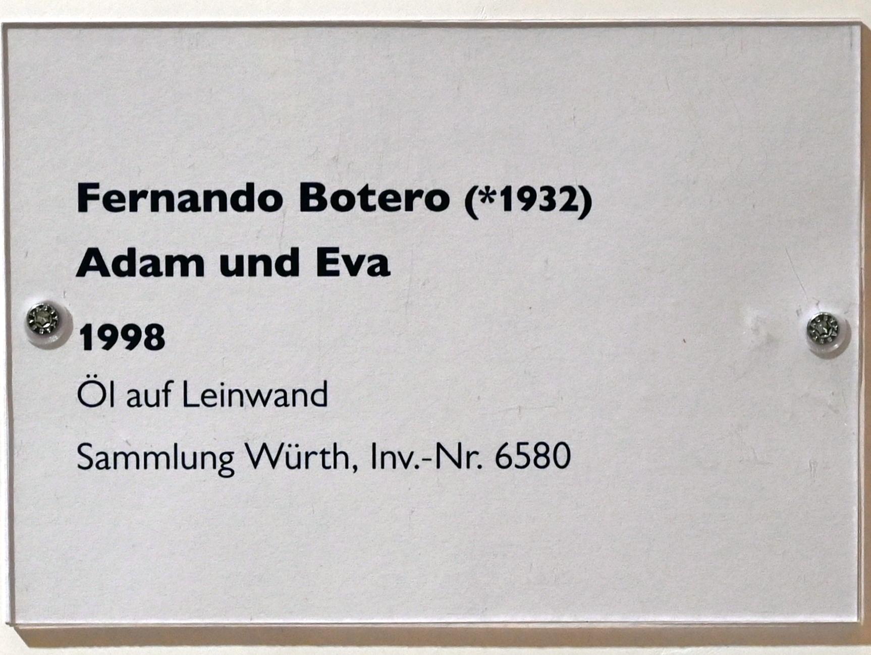 Fernando Botero (1961–2000), Adam und Eva, Schwäbisch Hall, Kunsthalle Würth, Untergeschoß Saal 2, 1998, Bild 2/2