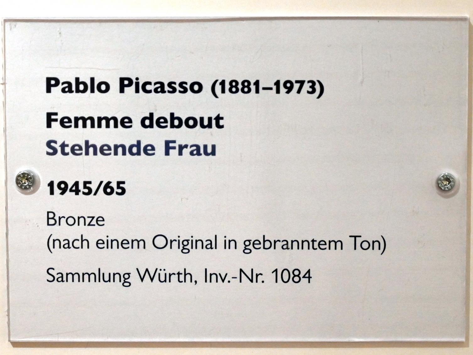 Pablo Picasso (1897–1972), Stehende Frau, Schwäbisch Hall, Kunsthalle Würth, Untergeschoß Saal 2, 1965, Bild 4/4