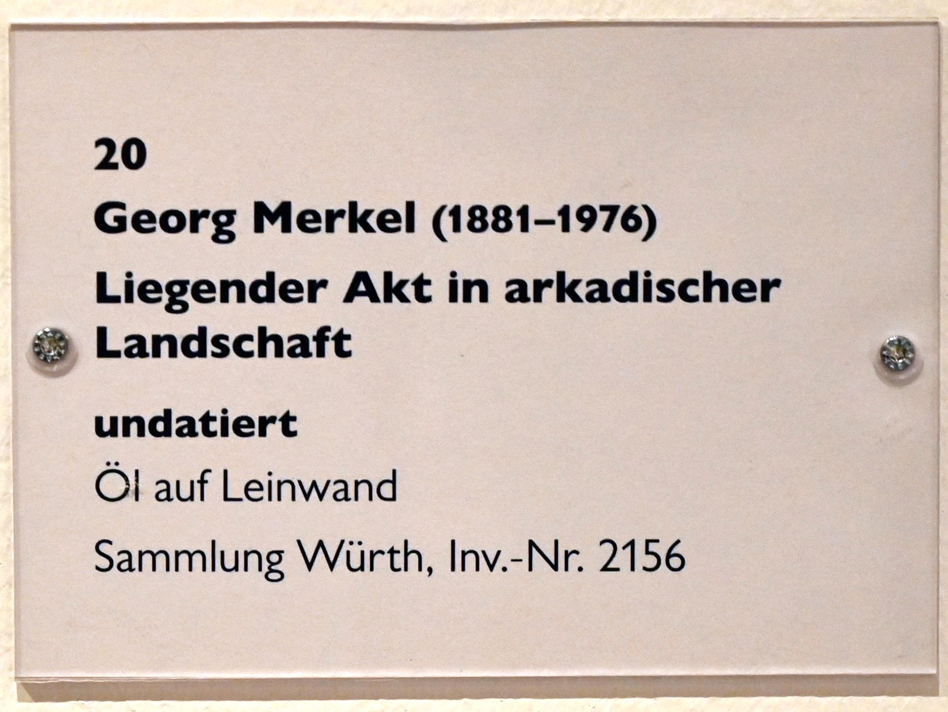 Georg Merkel (Undatiert), Liegender Akt in arkadischer Landschaft, Schwäbisch Hall, Kunsthalle Würth, Untergeschoß Kabinett, Undatiert, Bild 2/2