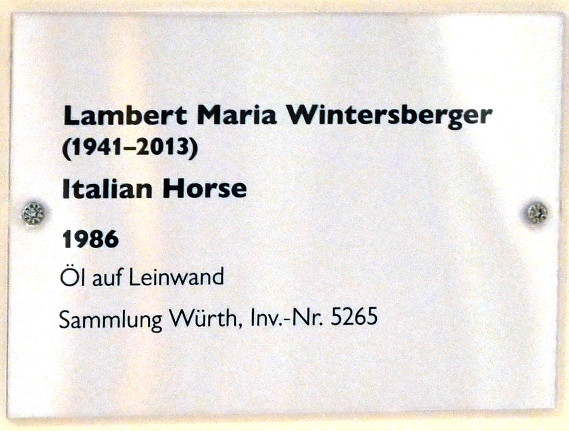 Lambert Maria Wintersberger (1967–2003), Italian Horse, Schwäbisch Hall, Kunsthalle Würth, Untergeschoß Saal 6, 1986, Bild 2/2