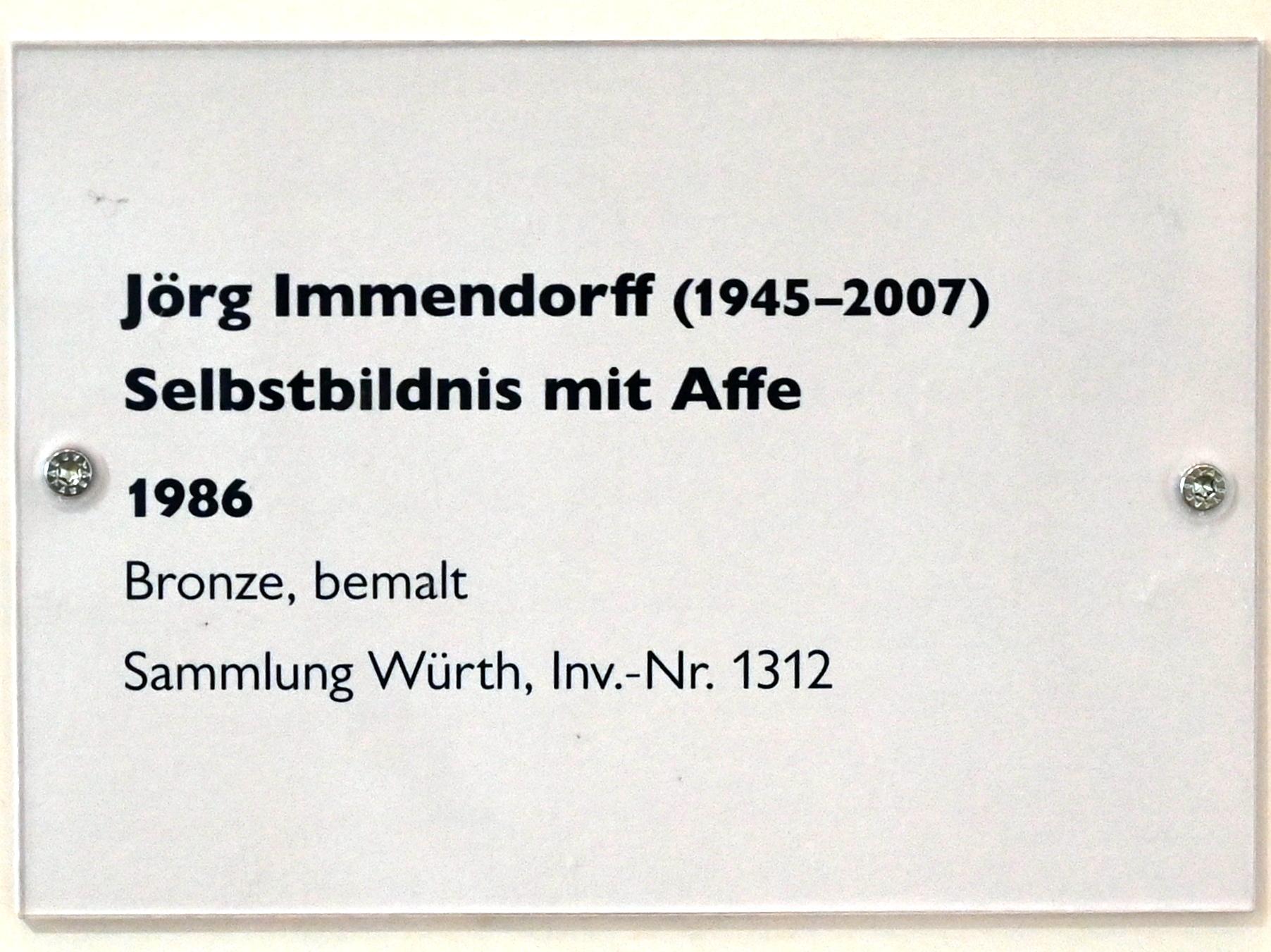 Jörg Immendorff (1965–2007), Selbstbildnis mit Affe, Schwäbisch Hall, Kunsthalle Würth, Untergeschoß Saal 6, 1986, Bild 4/4