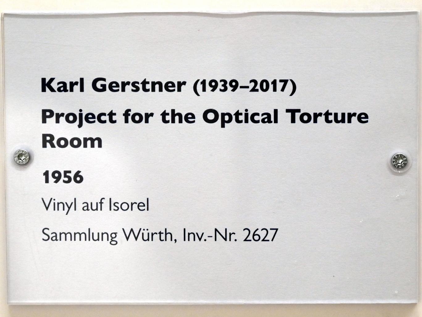 Karl Gerstner (1956–1998), Project for the Optical Torture Room, Schwäbisch Hall, Kunsthalle Würth, Untergeschoß Saal 7, 1956, Bild 2/2