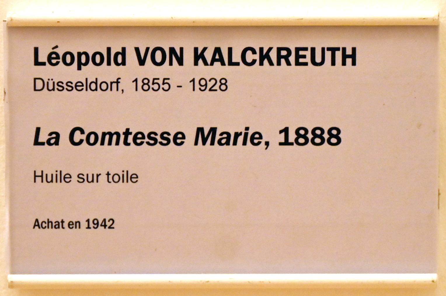 Leopold Graf von Kalckreuth (1886–1915), Gräfin Marie, Straßburg, Musée d’Art moderne et contemporain, Saal 4, 1888, Bild 2/2
