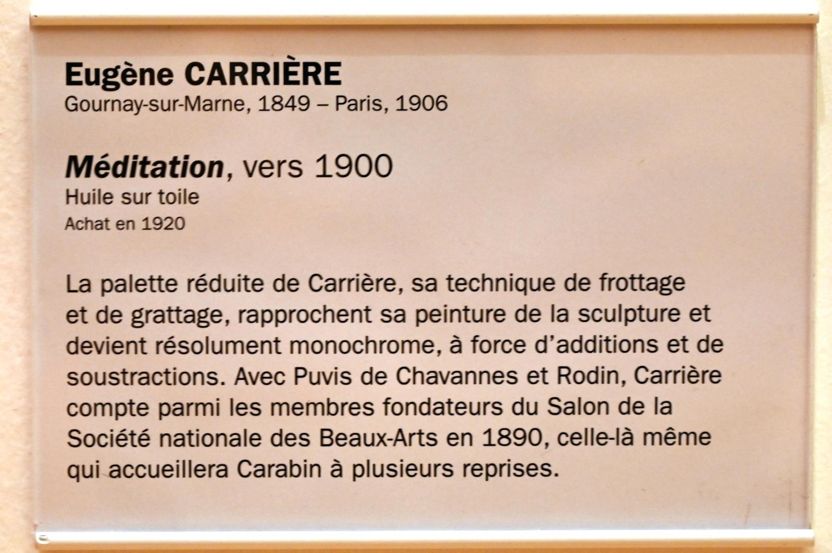 Eugène Carrière (1890–1903), Meditation, Straßburg, Musée d’Art moderne et contemporain, Saal 7, um 1900, Bild 2/2