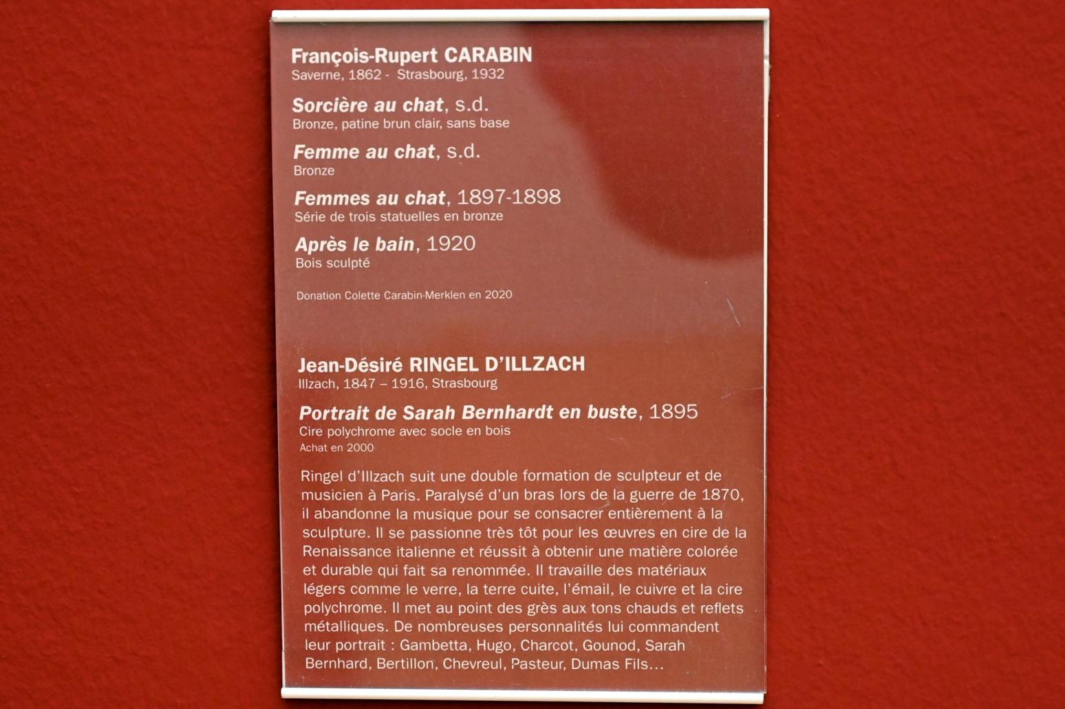 François-Rupert Carabin (1887–1920), Frau mit Katze, Straßburg, Musée d’Art moderne et contemporain, Saal 8, 1897–1898, Bild 2/2
