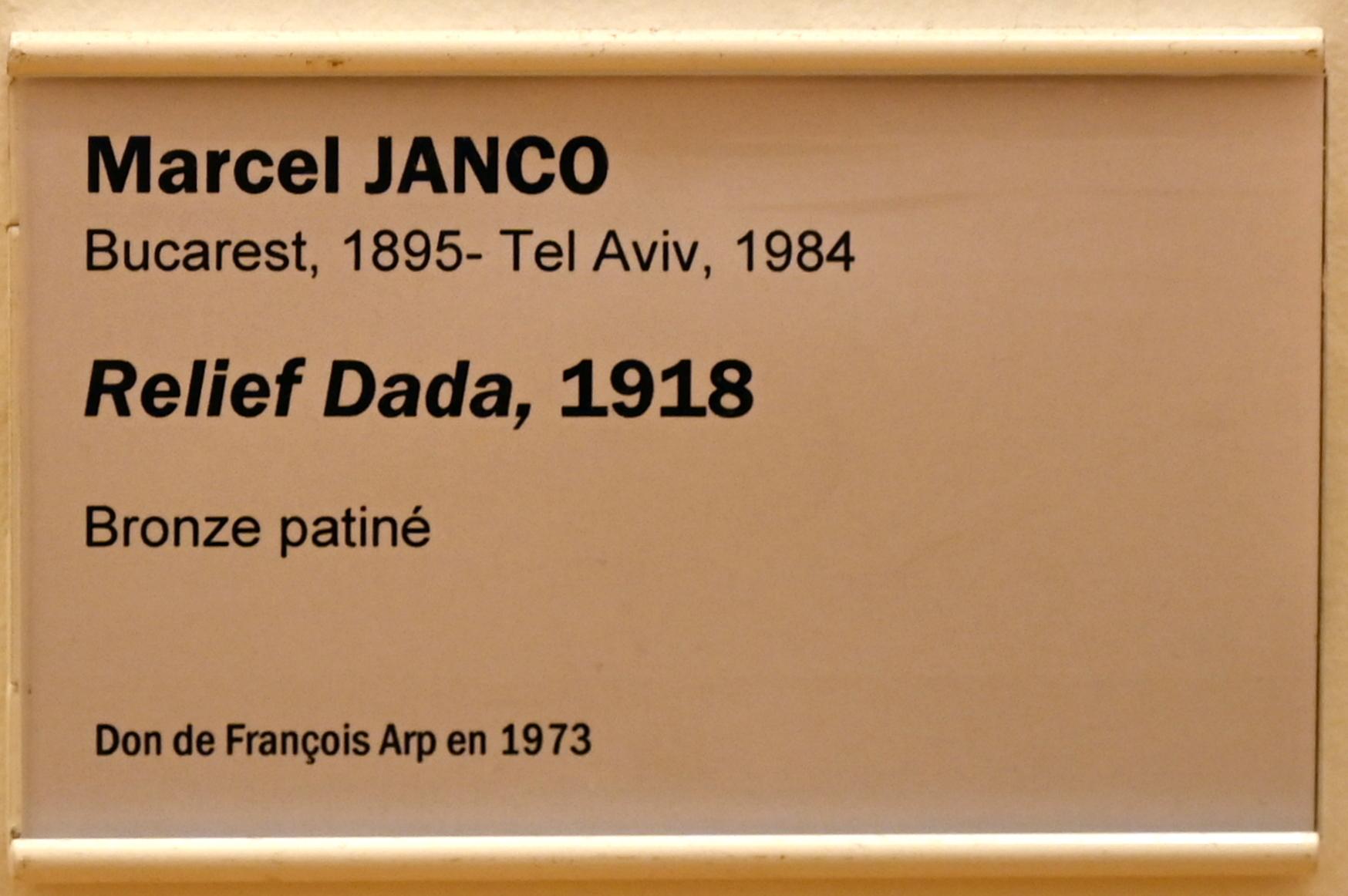 Marcel Janco (1917–1918), Relief Dada, Straßburg, Musée d’Art moderne et contemporain, Saal 10, 1918, Bild 2/2
