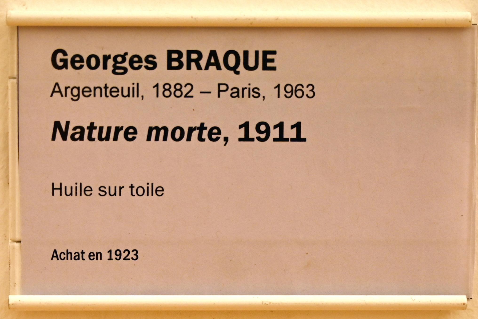 Georges Braque (1906–1956), Stillleben, Straßburg, Musée d’Art moderne et contemporain, Saal 10, 1911, Bild 2/2