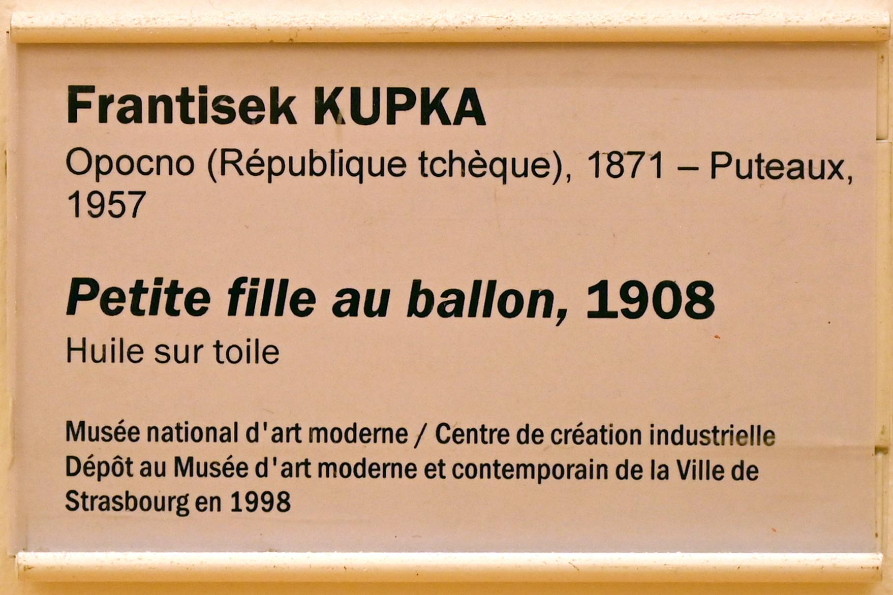 František (François) Kupka (1895–1953), Kleines Mädchen mit Ball, Straßburg, Musée d’Art moderne et contemporain, Saal 11, 1908, Bild 2/2