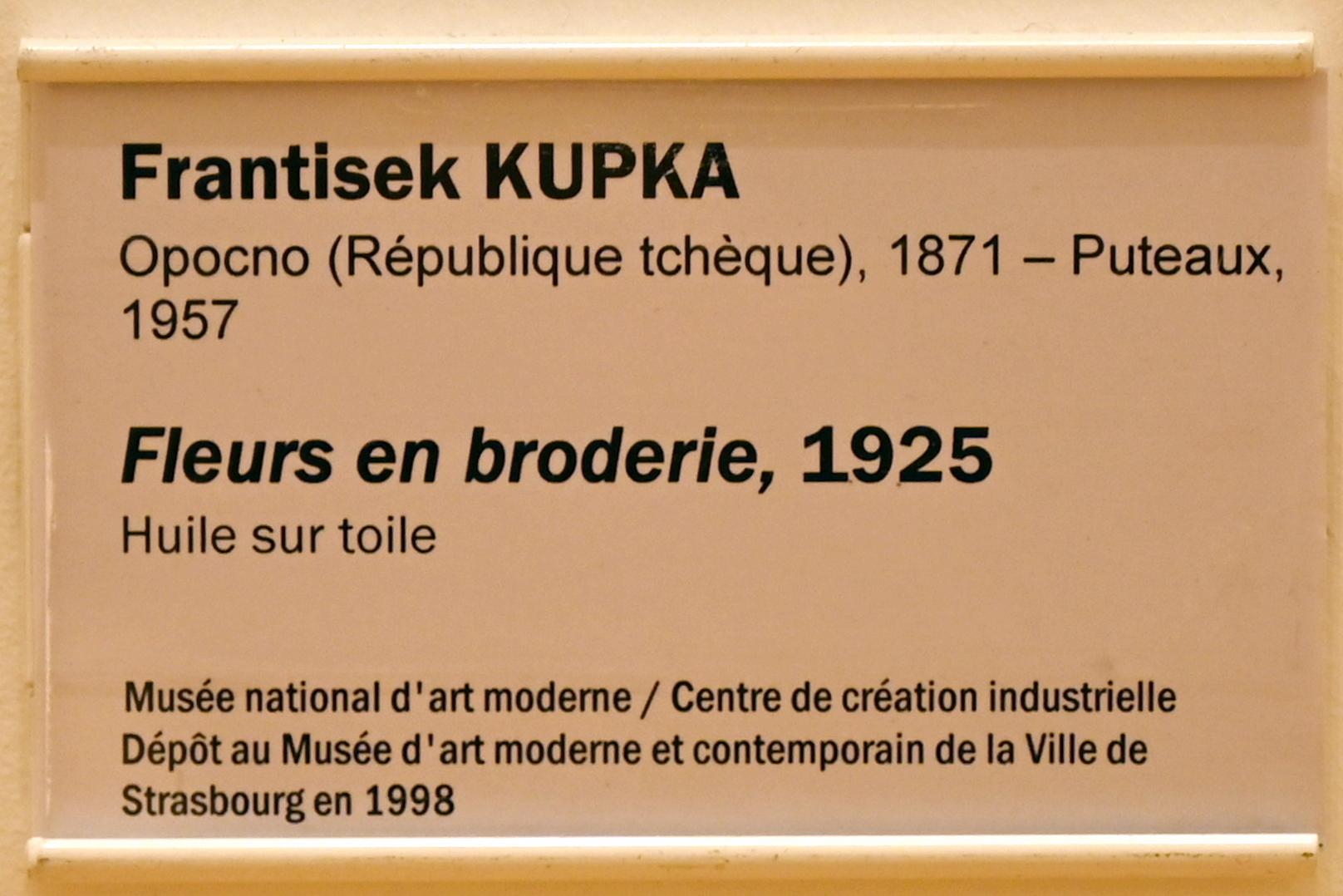 František (François) Kupka (1895–1953), Blumenstickerei, Straßburg, Musée d’Art moderne et contemporain, Saal 11, 1925, Bild 2/2