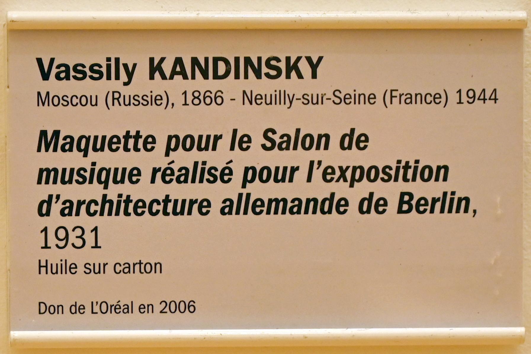 Wassily Kandinsky (1900–1943), Modell für das Musikzimmer, erstellt für die Deutsche Bauausstellung in Berlin, Straßburg, Musée d’Art moderne et contemporain, Saal 11, 1931, Bild 4/4