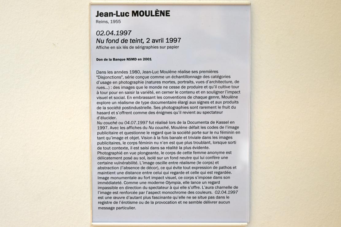 Jean-Luc Moulène (1997), Nackte Grundierung, 2. April 1997, Straßburg, Musée d’Art moderne et contemporain, Saal 15, 1997, Bild 4/4