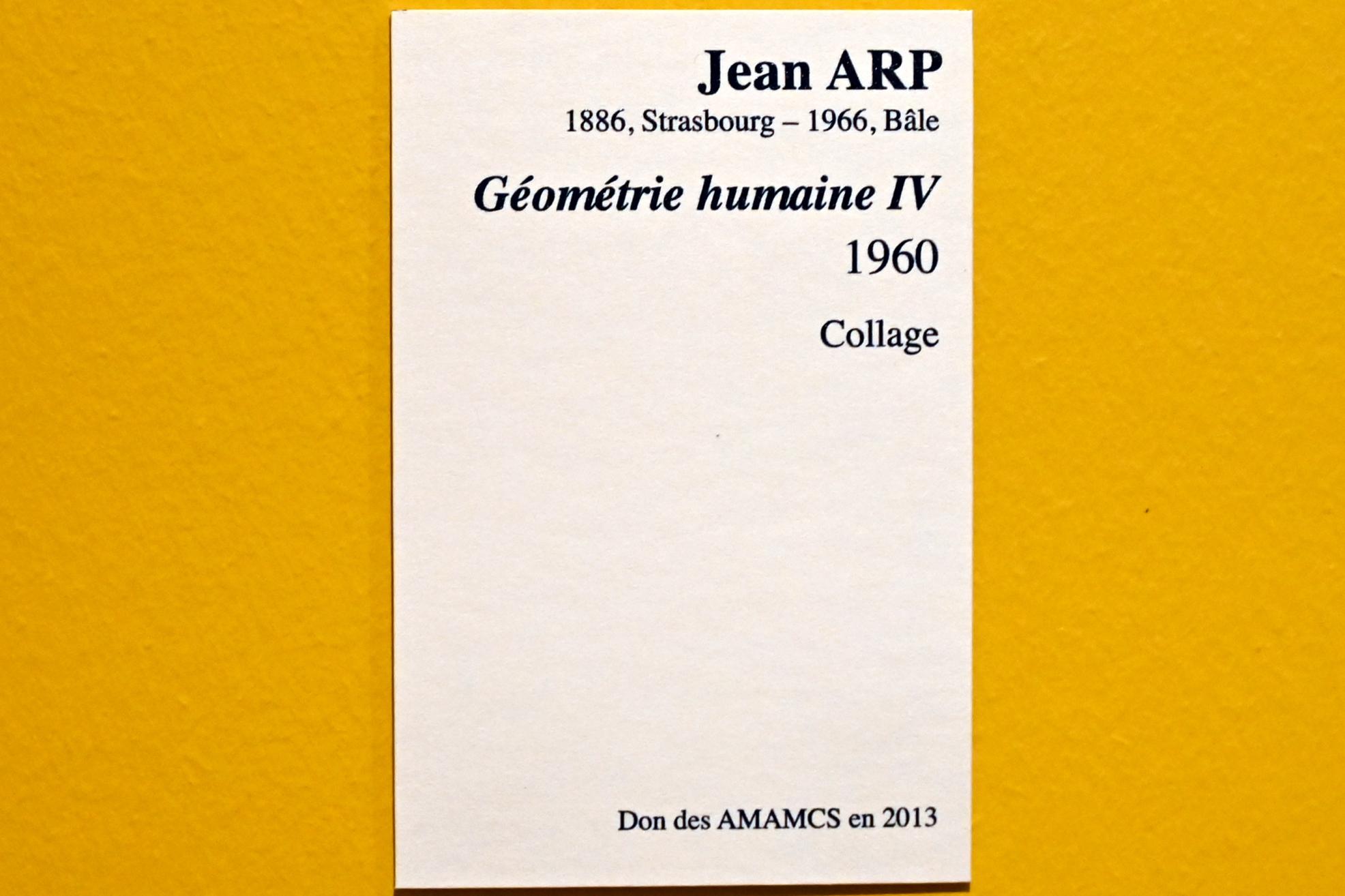 Hans (Jean) Arp (1914–1965), Menschliche Geometrie IV, Straßburg, Musée d’Art moderne et contemporain, Saal 21, 1960, Bild 2/2